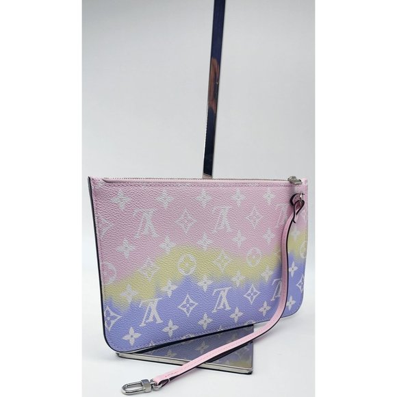 Louis Vuitton Escale Pastel Pink Neverfull MM Pochette In Like New Condition - Picture 2 of 4